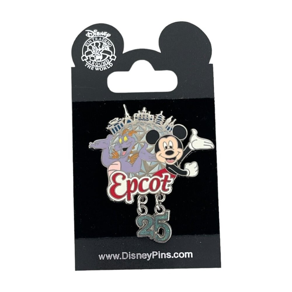 Walt Disney World Epcot 25th Anniversary Figment and Mickey Mouse Dangle Pin